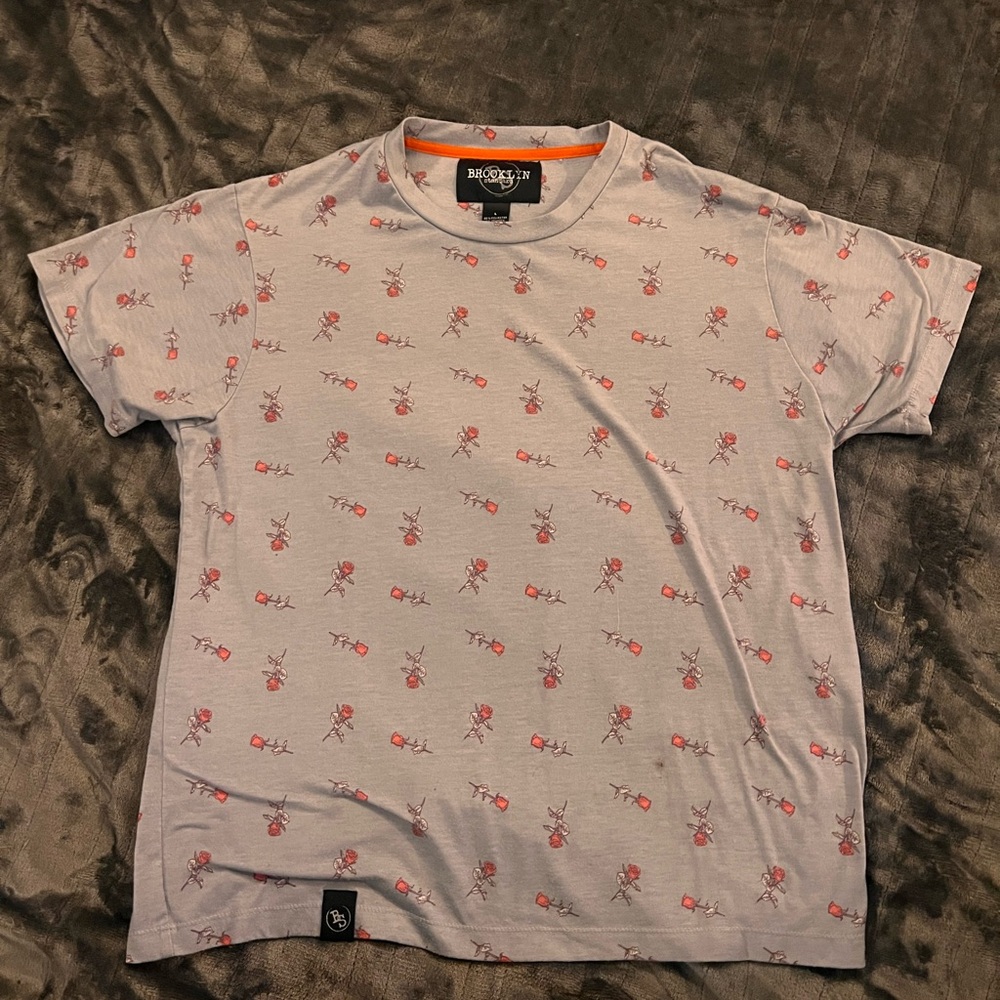 Grey rose patterned casual Tee